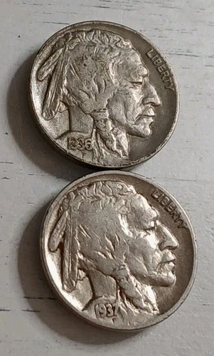 1936-P & 1937-P High Quality Buffalo Nickel Lot - 2 coins ~ Free Shipping!