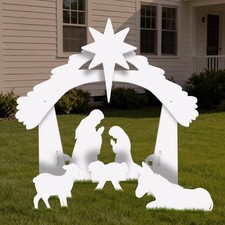 Outdoor Nativity Scene for Christmas Decorations, 4ft Weather Resistant PVC N...