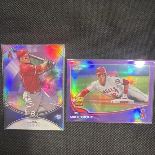 Topps Bowman & Chrome Refractor Mike Trout Angels Lot (2 Cards) /250