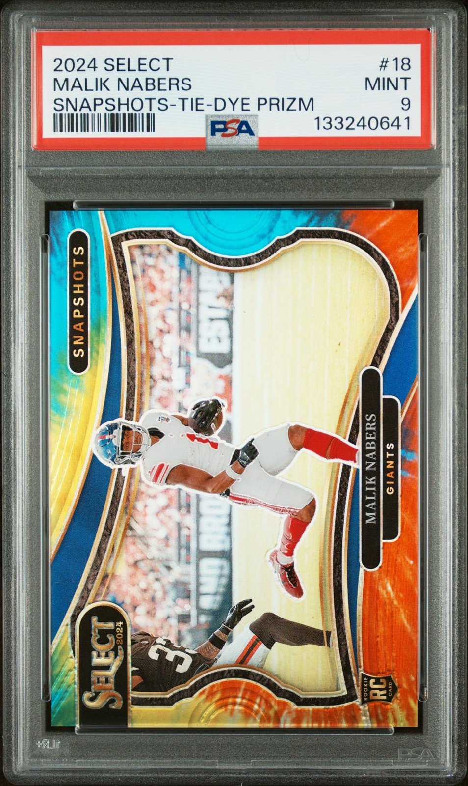 2024 PANINI SELECT SNAPSHOTS TIE-DYE PRIZM #18 MALIK NABERS 10/25 PSA 9