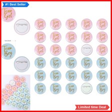 Gender Reveal Button Pins 30 Pack 2 Inch Team Boy Girl Pink Blue Party Favors