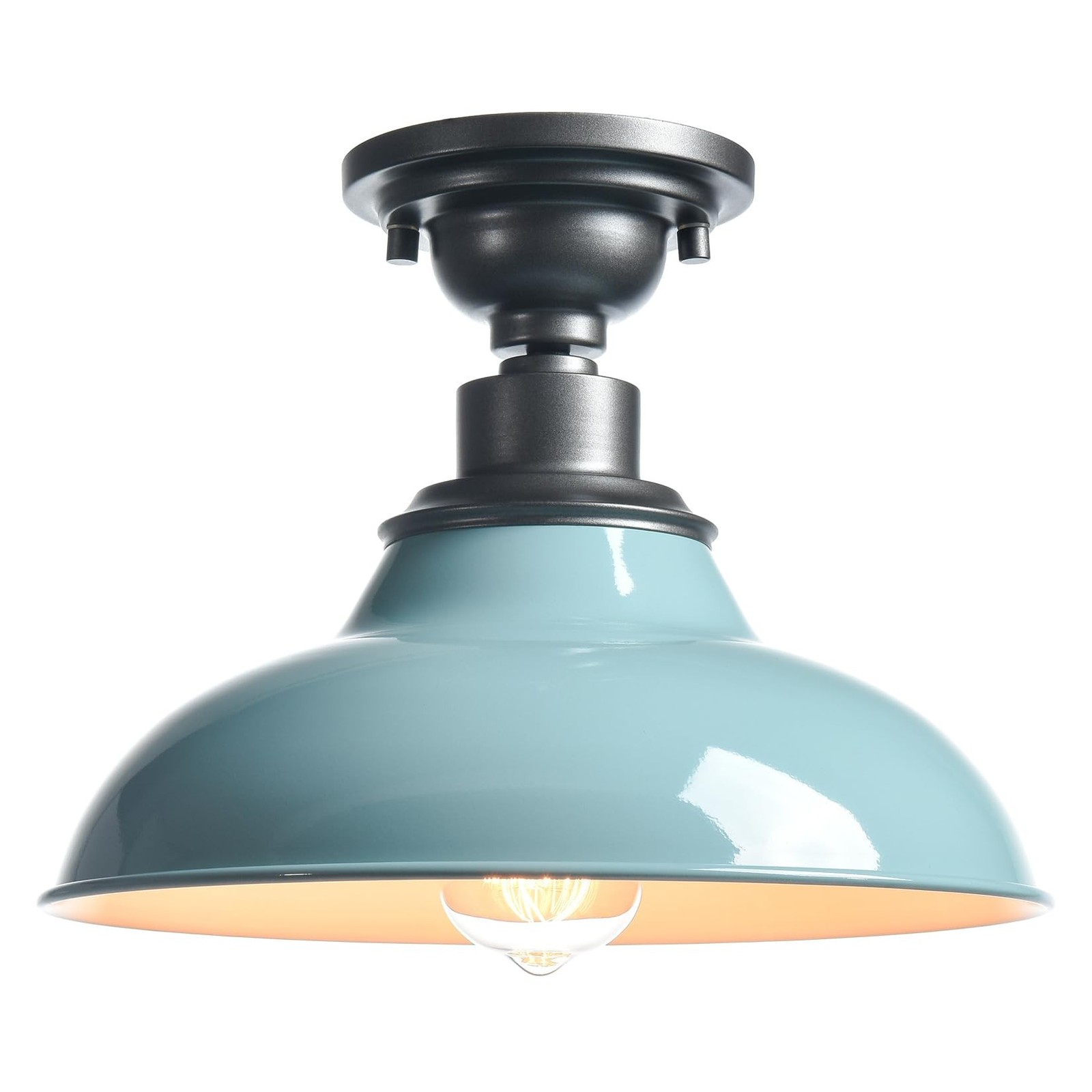 SAMTEEN Farmhouse Semi Flush Ceiling Light 12-Inch Light Blue Flush Mount Bar...