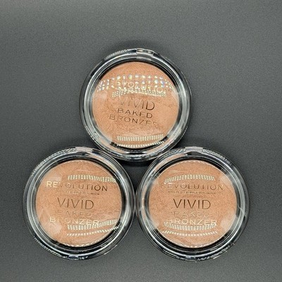 Revolution Beauty VIVID BAKED BRONZER Powder Compact GOLDEN DAYS 3 Pack