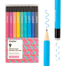 Grabie Erasable Gel Pens, 9 Colors Erasable Pens, Make Mistakes Disappear Col...