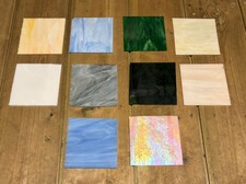 Stained Glass Pieces  x10 Approx 4”(10cm) Squares, 10 Colours For Crafting Lot 7