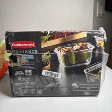 Rubbermaid Brilliance Glass Food Storage Containers, 10-Piece Set BX dMG New 21