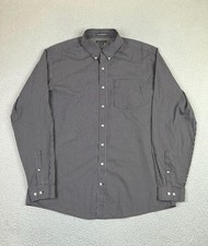 Eddie Bauer Shirt Mens TXL Tall Purple Check Wrinkle Free Relaxed Fit Cotton