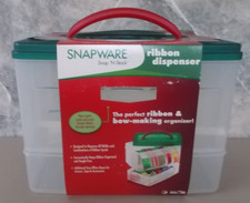 Portable Plastic Snapware Snap 'N Stack Ribbon Dispenser Organizer w Handled Lid