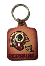 Vintage NFL Football Washington Redskins Logo Leather Keychain - NOS