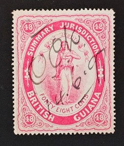 British Guiana Summary Jurisdiction 48c Revenue Stamp FIAT JUSTITIA Justice #48c