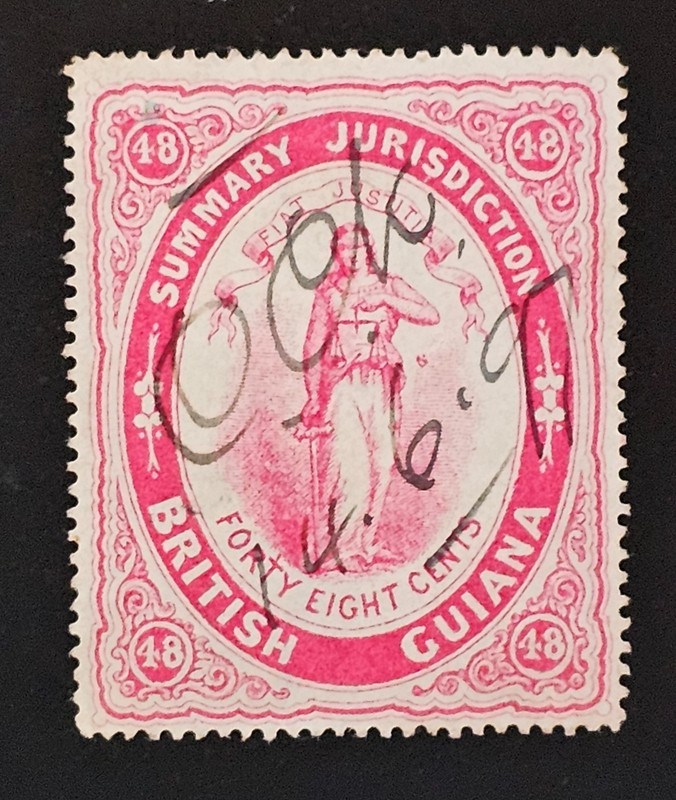 British Guiana Summary Jurisdiction 48c Revenue Stamp FIAT JUSTITIA Justice #48c