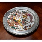 Royal Crown Derby Olde Avesbury Charger w/ Sterling Silver Rim Birds Pattern
