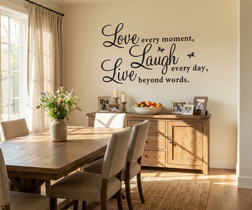 Lebe jeden Moment lache Liebe Wand Zitat Vinyl Aufkleber Sticker Wohndeko Typografie - Bild 1 von 24