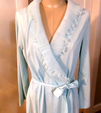VINTAGE LOUNGEWEAR BY GOSSARD BLUE FULL LENGTH ROBE DRESSING GOWN S - M