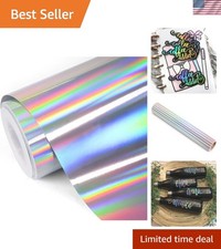 Glossy Rainbow Holographic Silver Chrome Permanent Adhesive Vinyl 1x5 Ft