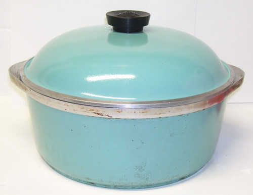 CLUB ALUMINUM Turquoise Aqua Blue 4 QT Dutch Oven / Stock Pot with Lid VINTAGE
