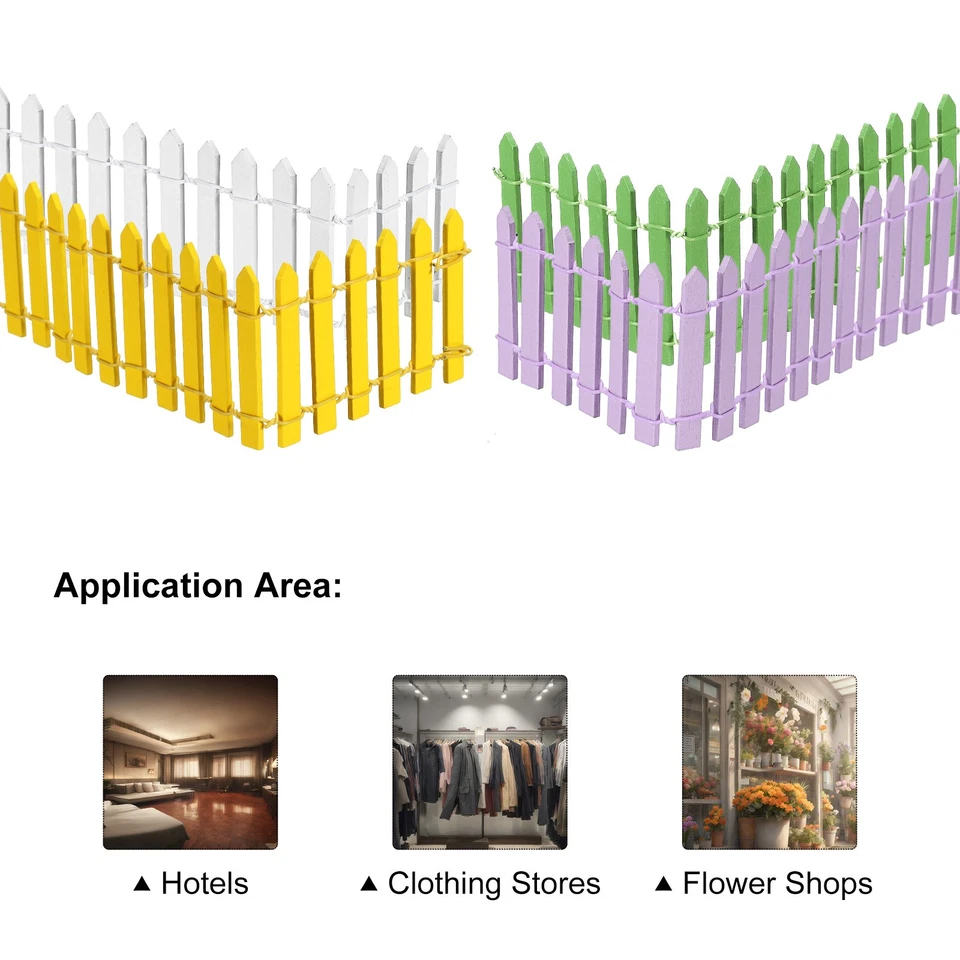 Valla de jardín miniatura 35 verde claro, púrpura profundo, amarillo, blanco, juego de 4 Foto 3 de 4