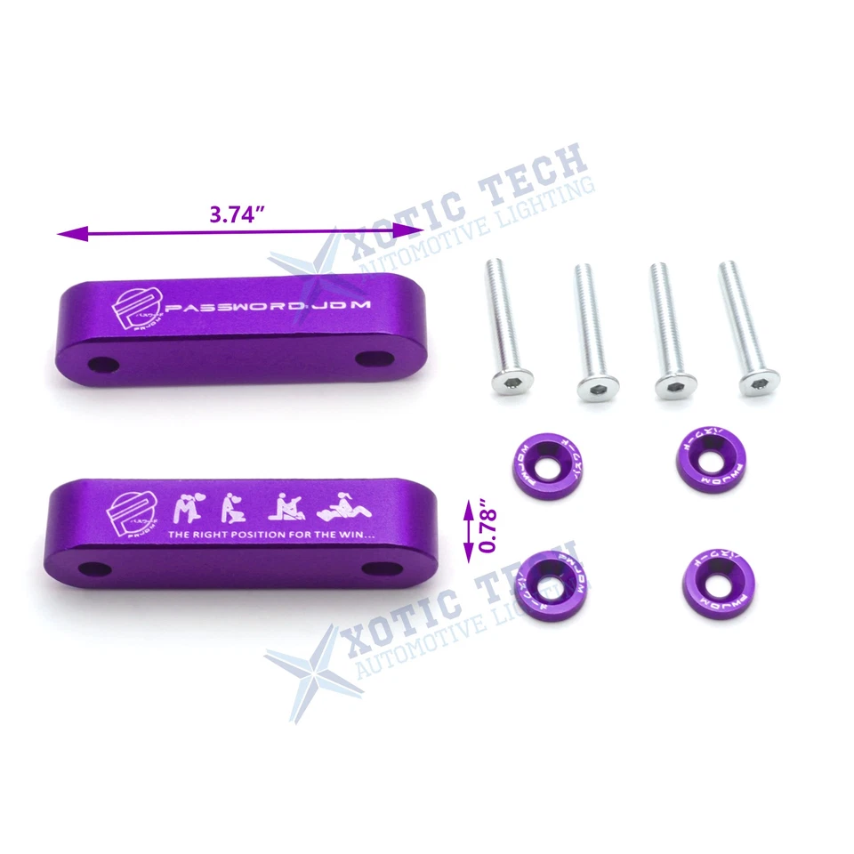 Accesorios de tapa de válvula solenoide elevador de espacio de ventilación capó aleación JDM púrpura para Honda Foto 2 de 4