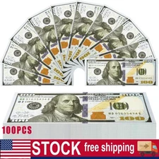 100 PCS 100 Dollar Bills Replica Play Money Movie Fake Bank Games Kids Cash