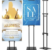 Double-Sided Display Board Sign Stand Adjustable Poster Stand Metal Black