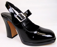 Madden Girl Womens' Sarahh Mary Jane Block Heels Shoes Size 8.5 M, Black Patent
