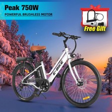 26" Electric Bike 750W Peak 35Miles 25MPH Electric Bicycle 7-Speed City Ebike