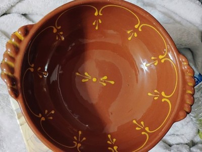 BOBBY FLAY DESIGNER  SOUP BOWLS MADE IN PLANCHA PORTUGAL , SET OF BROWN & PEACH.