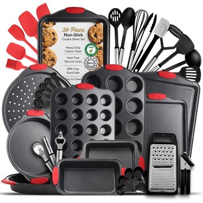 Baking Pan Set 39 Piece Premium Nonstick Bakeware Sets BPA Free Cookie Sheets
