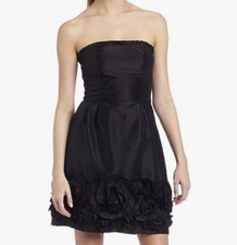 MAX AND CLEO Women Size 8 Strapless Ruffle Pleated Little Black Dress New Floral