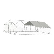 Large Metal Chicken Coop, Walk-in ,Galvanized Wire Poultry Chicken Hen Pen Cage,