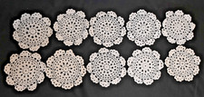 Crocheted Coaster Doilies, Vintage - Lot of 10 - Ecru Beige 
