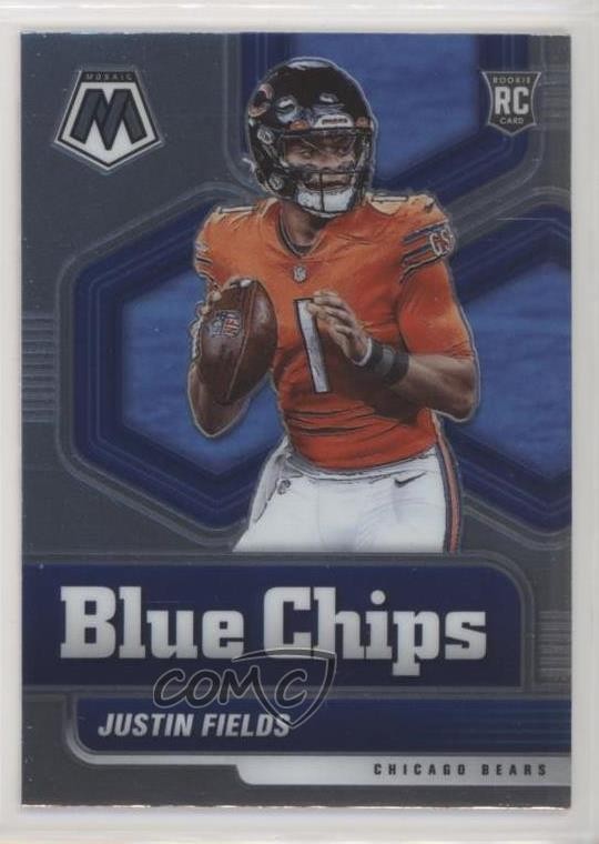 2021 Panini Mosaic Blue Chips Justin Fields #4 0g9j