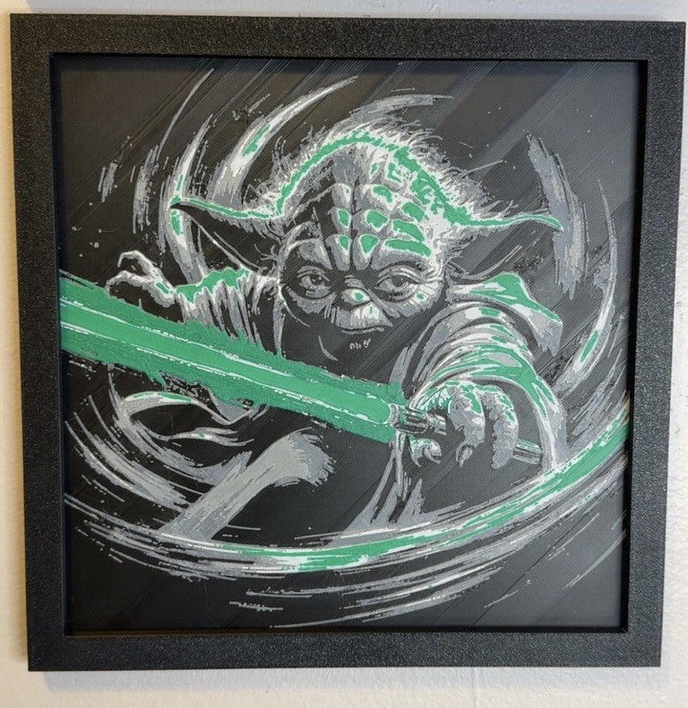 Framed 3D printed YODA, Art, Single Piece Wall Art