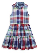 Ralph Lauren Girl 4T Madras Tiered Shirt Dress