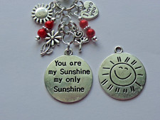 YOU ARE MY SUNSHINE FLOWER HEART KEY CHAIN CLIP FOR PURSE FOB BACKPACK BAG CHARM