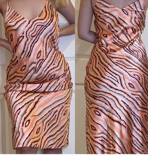 Barlll Femme Utility Satin zebra print midi dress - NWT - Size XS FITS UP TO M - Picture 1 of 5