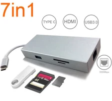 Type C USB 3.0 HUB SD TF Card Reader HDMI Gigabit Ethernet Adapter Fr MACBOOK PC