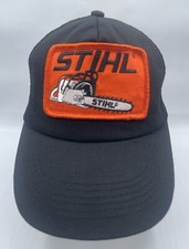 Vintage Stihl Chainsaw Patch Mesh Snapback Cap Hat Orange Black Official License