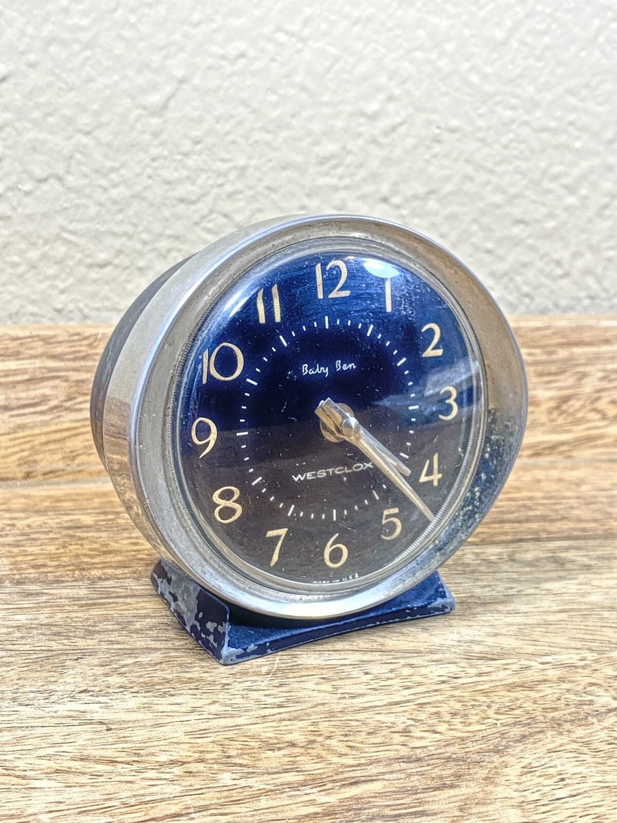 Westclox Style 8 Baby Ben Black and Nickel Case Alarm Clock 1964
