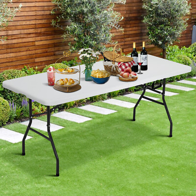 6FT Folding Table Heavy Duty Plastic Portable Utility Party Dining
