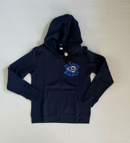 NEW NFL Team Apparel St.Louis Rams Women's Zip Up Navy Hoodie Rope ...