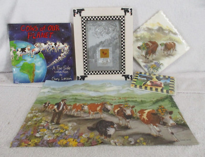  A Far Side Gary Larson Cows Of Our Planet Collection Frame & Paintings LOT of 5