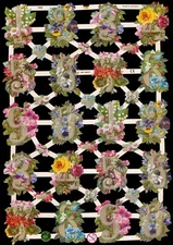 VICTORIAN STYLE DIE CUT PAPER SCRAPS FLORAL NUMBERS ef7339 GERMANY