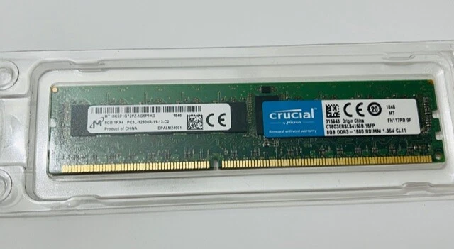 Crucial 8GB RAM CT8G3ERSLS4160B.18FP DDR3 RDIMM1600 1.35V CL11 Desktop Memory  - Image 2 of 2