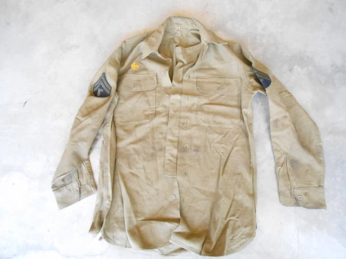 RARE 1940'S WW2 SIZE 15 X 34 US ARMY WOOL SHIRT INFANTRY GAS FLAP PATCH MILITARY