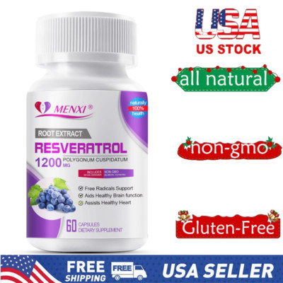 1200mg Resveratrol Capsules Anti-Aging Antioxidants, Brain Support, Radiant Skin