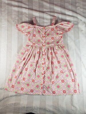 Penelope Mack Girls Pink Lime Green Geometric Flowers Easter Sun Dress Size 5