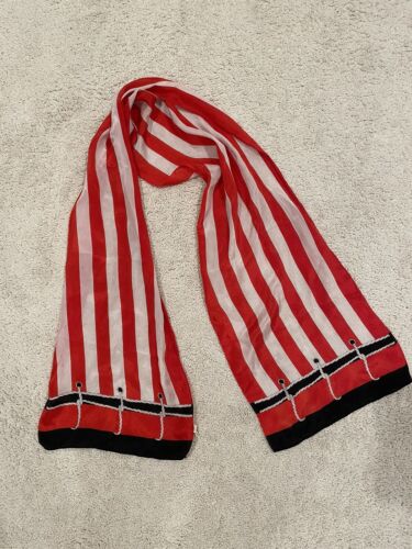 Vintage Baar Beards 100% silk scarf oblong nautical sailing red rope  - 第 1/6 張圖片