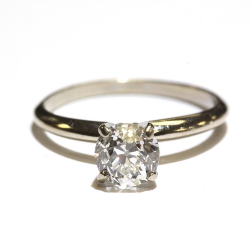 Anillo de compromiso solitario de diamantes redondos GIA 14k oro blanco 1,08ct VS1 J 2,1 g 7