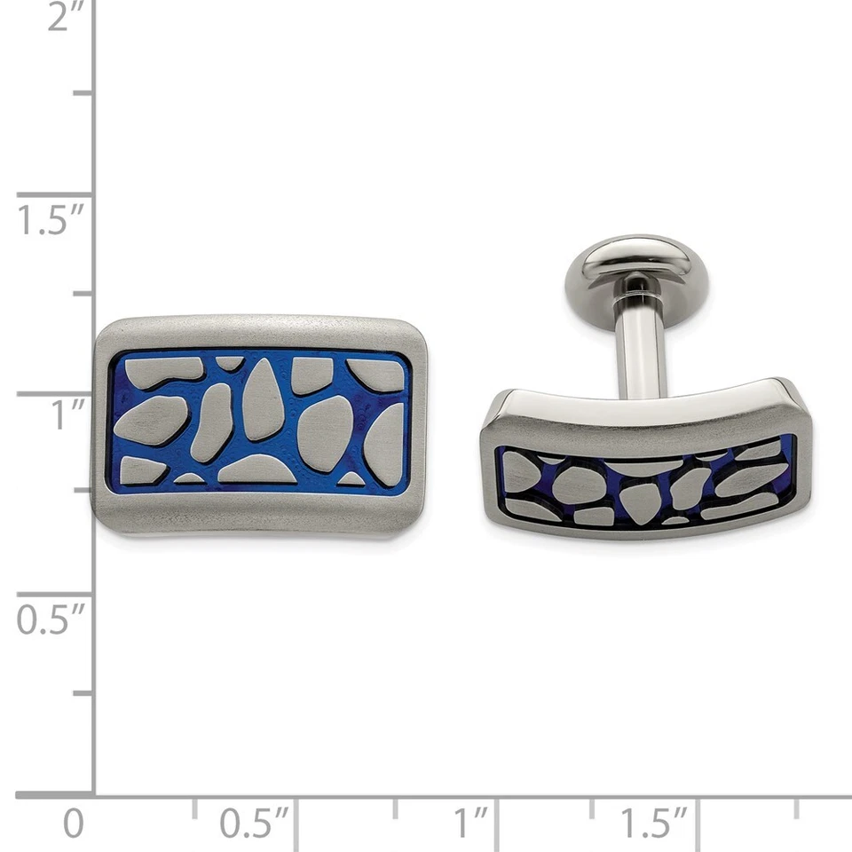 Edward Mirell Titanium Blue Anodized Brushed Cufflinks - Image 3 of 3